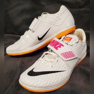 Nike Zoom High Jump Elite Track Spikes Shoes White Mango Pink Sz 9.5 806561-102